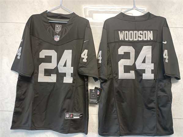 Mens Las Vegas Raiders #24 Charles Woodson Black 2023 F.U.S.E Vapor Untouchable Stitched Football Jersey